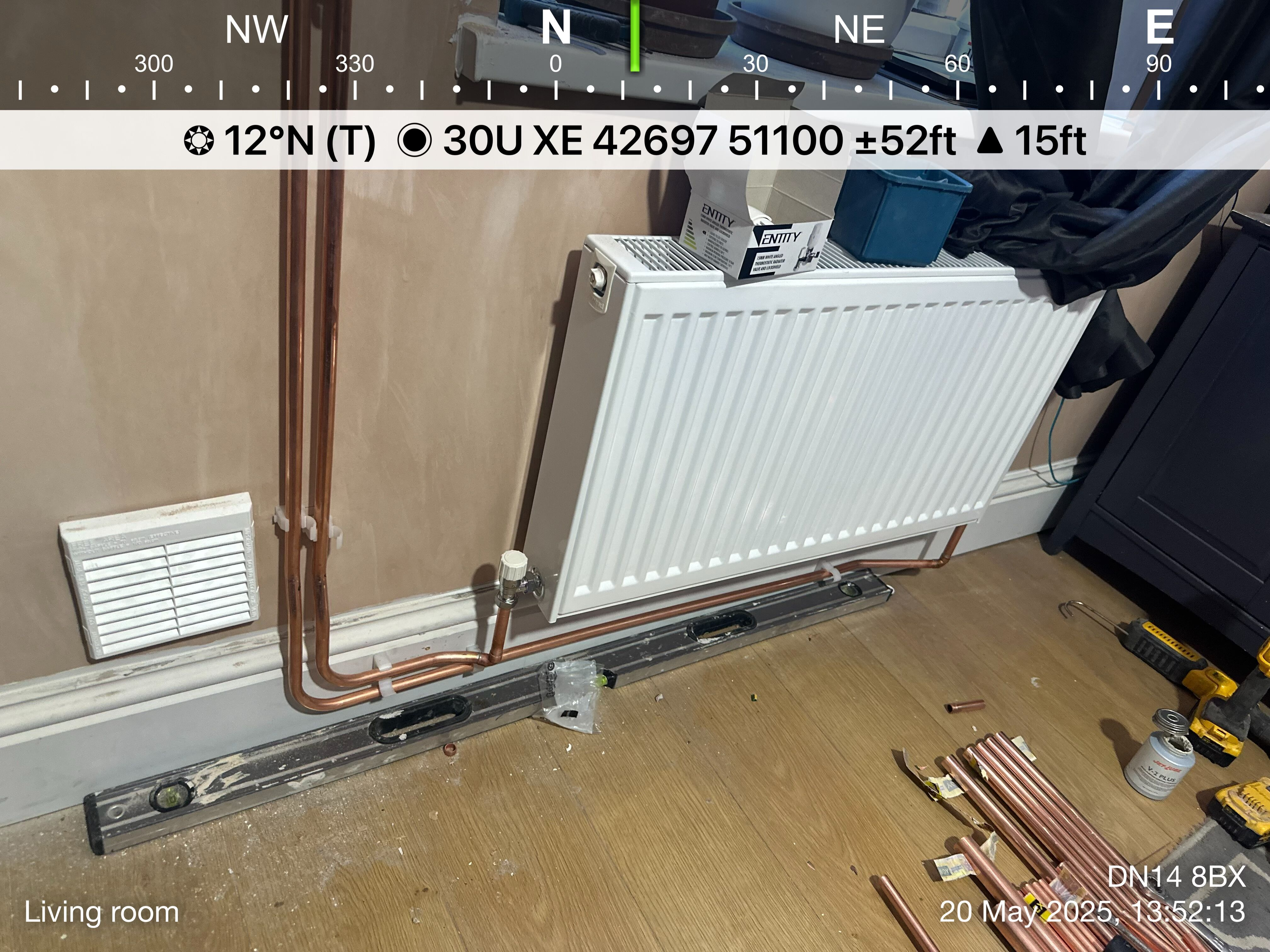 Skilled engineer working on heating system